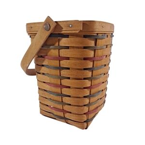 Vintage Longaberger Large Peg Basket 1995 Signed Woven Multicolor With Insert